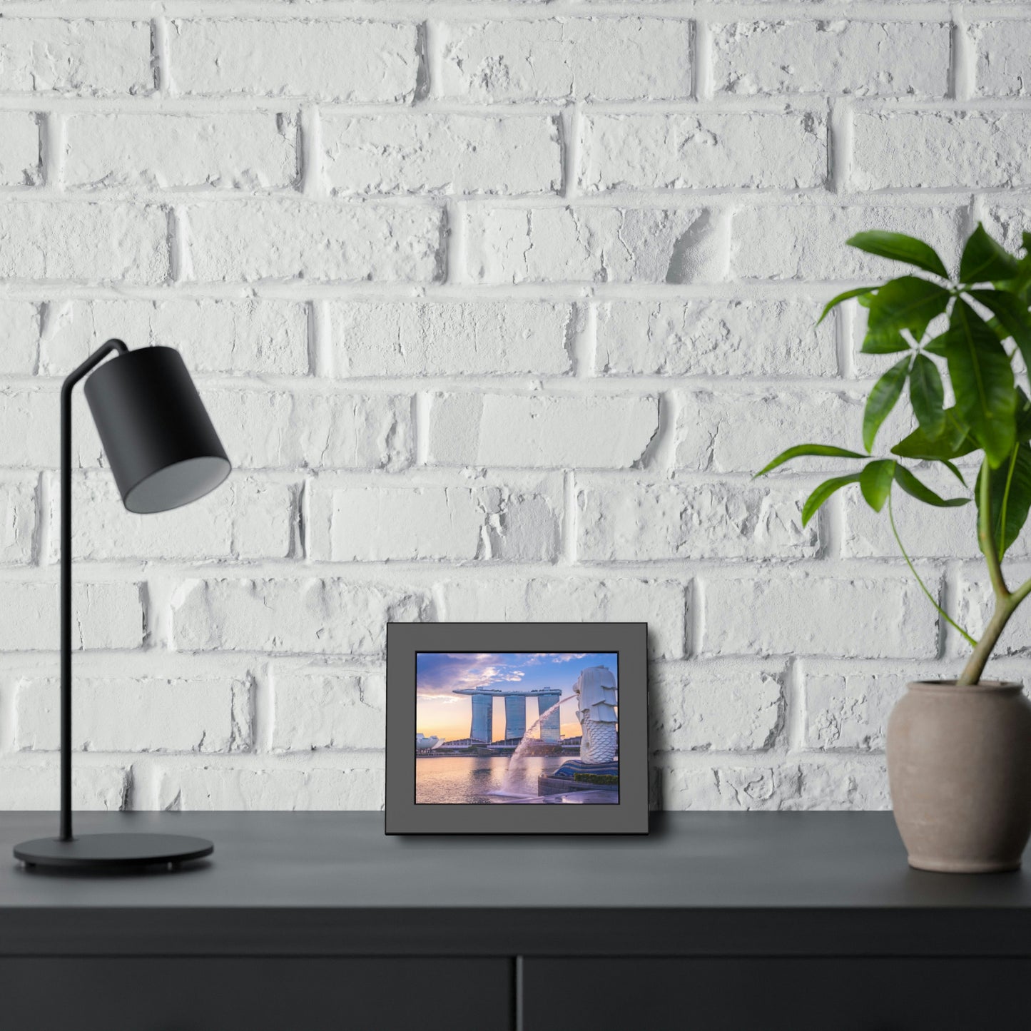 Framed Paper Poster - SG Series (Merlion & Marina Bay Sands)