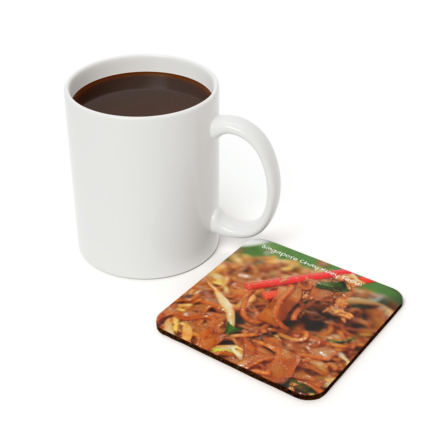 Cork Back Coaster - SG Food Series (Chay Kuey Teow - stir-fried rice noodle)