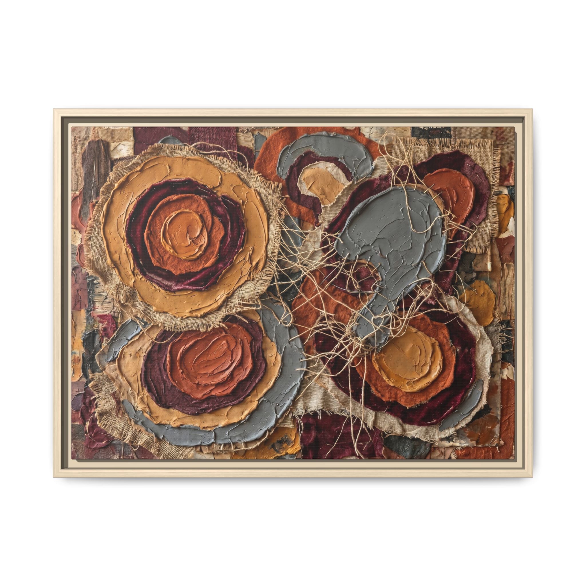 "Earth & Layer" Abstract Mixed-Media Art Print — Terracotta, Ochre, and Slate Grey