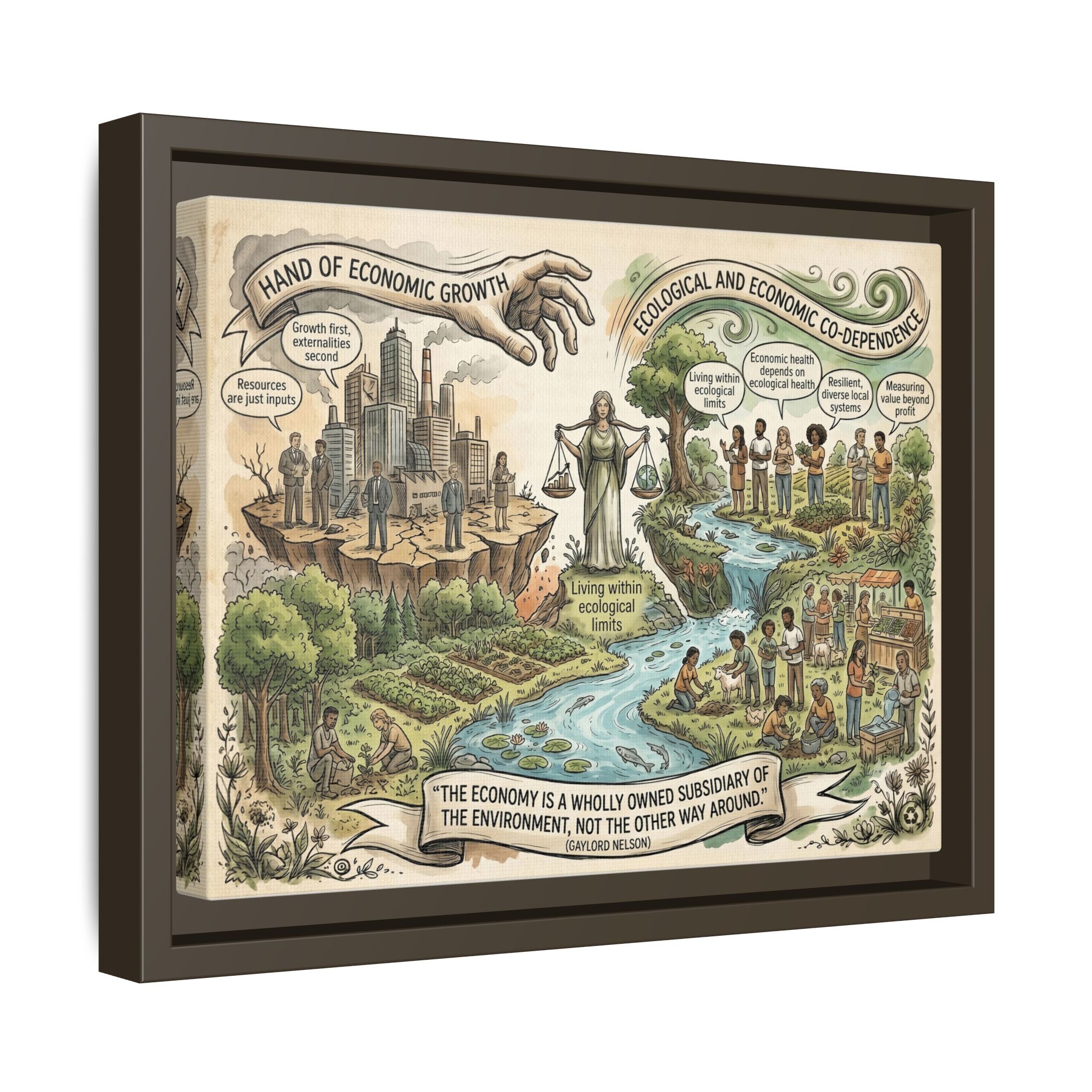 Climate Action Art Print - Economic & Ecological Balance - "The Economy is a Wholly Owned Subsidiary of the Environment" - Gaylord Nelson's Sustainability Quote