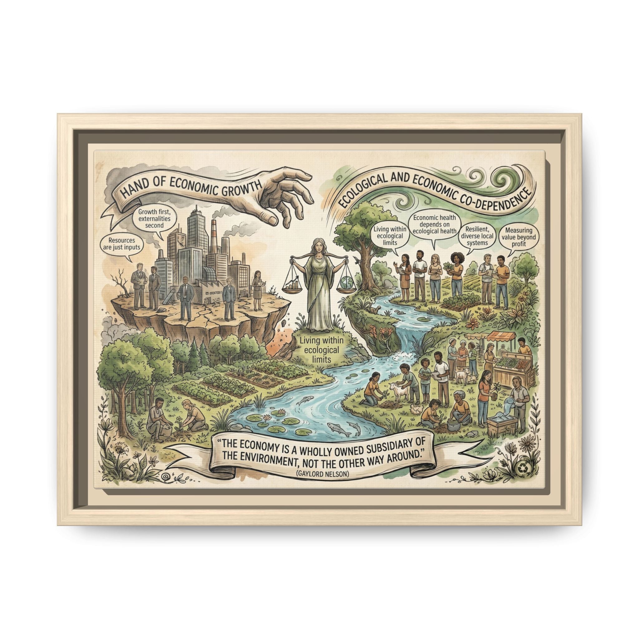 Climate Action Art Print - Economic & Ecological Balance - "The Economy is a Wholly Owned Subsidiary of the Environment" - Gaylord Nelson's Sustainability Quote