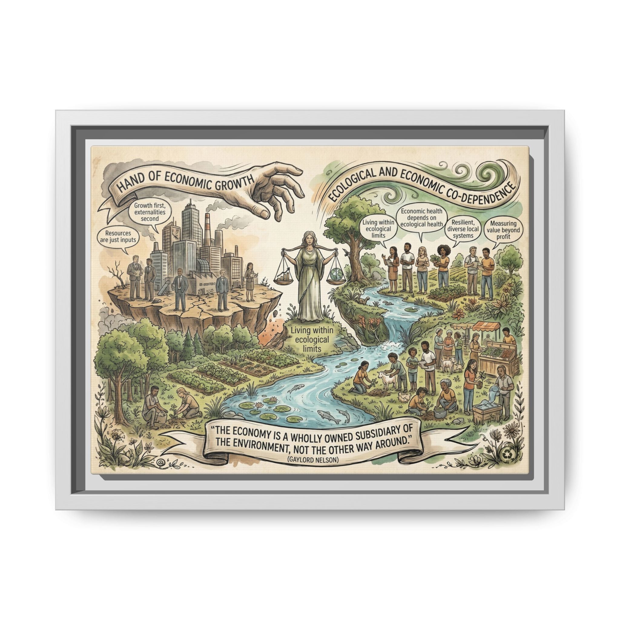 Climate Action Art Print - Economic & Ecological Balance - "The Economy is a Wholly Owned Subsidiary of the Environment" - Gaylord Nelson's Sustainability Quote