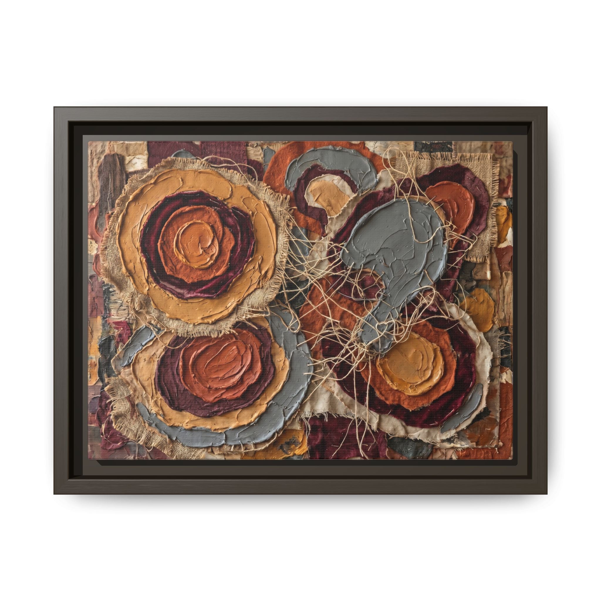 "Earth & Layer" Abstract Mixed-Media Art Print — Terracotta, Ochre, and Slate Grey