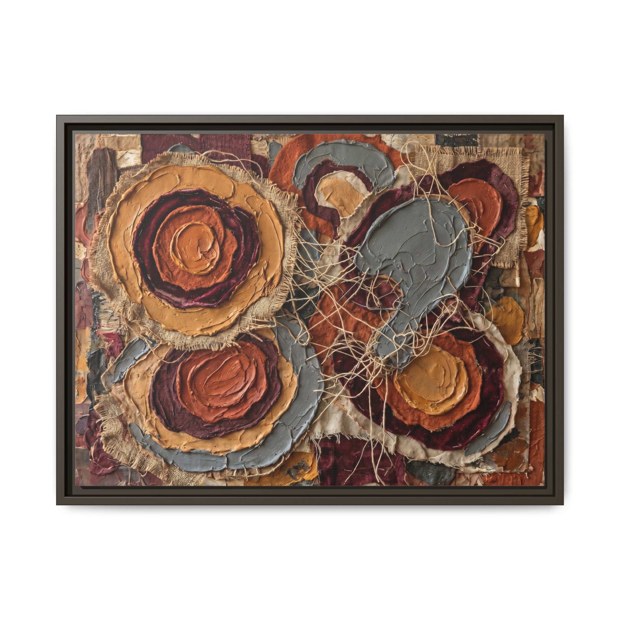 "Earth & Layer" Abstract Mixed-Media Art Print — Terracotta, Ochre, and Slate Grey
