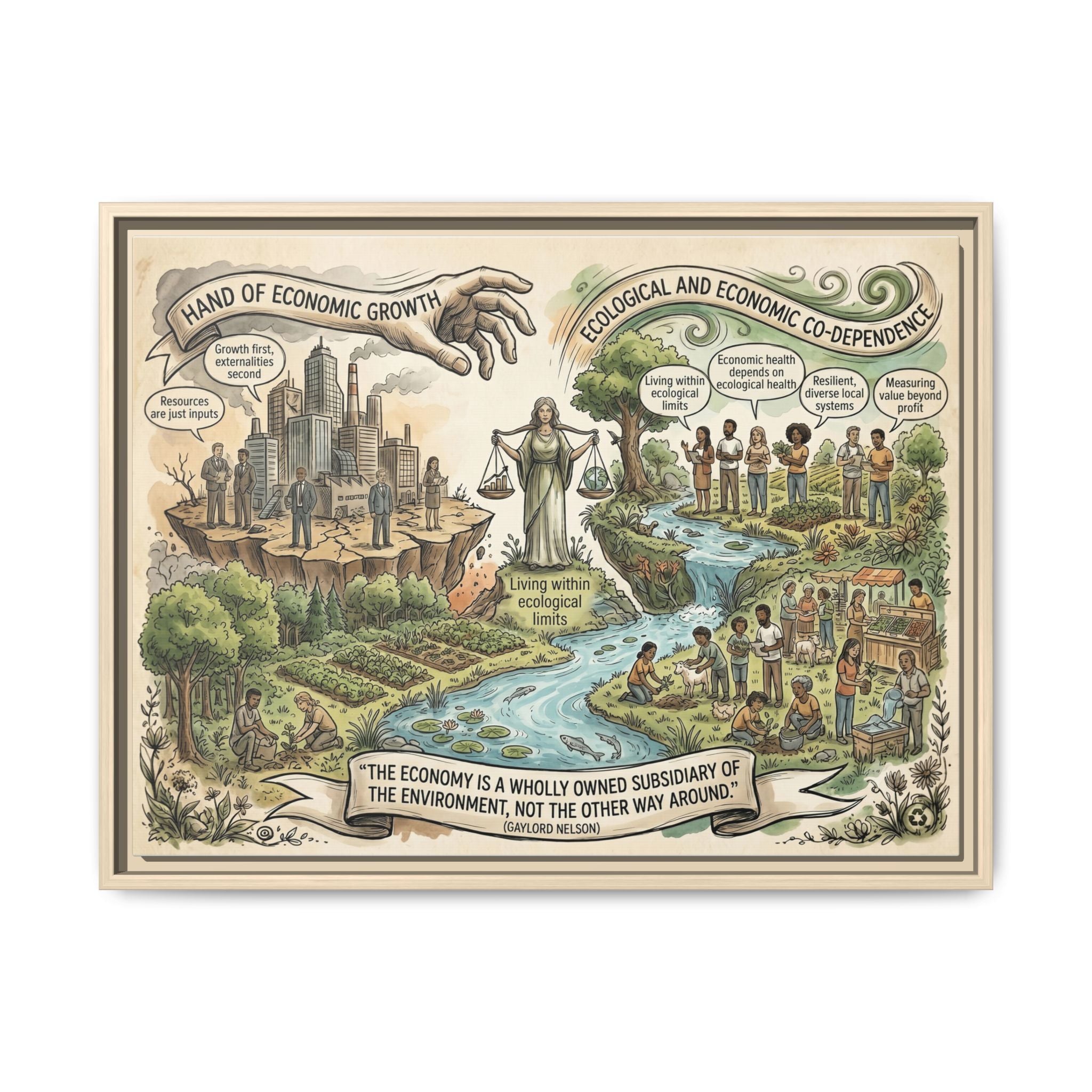 Climate Action Art Print - Economic & Ecological Balance - "The Economy is a Wholly Owned Subsidiary of the Environment" - Gaylord Nelson's Sustainability Quote