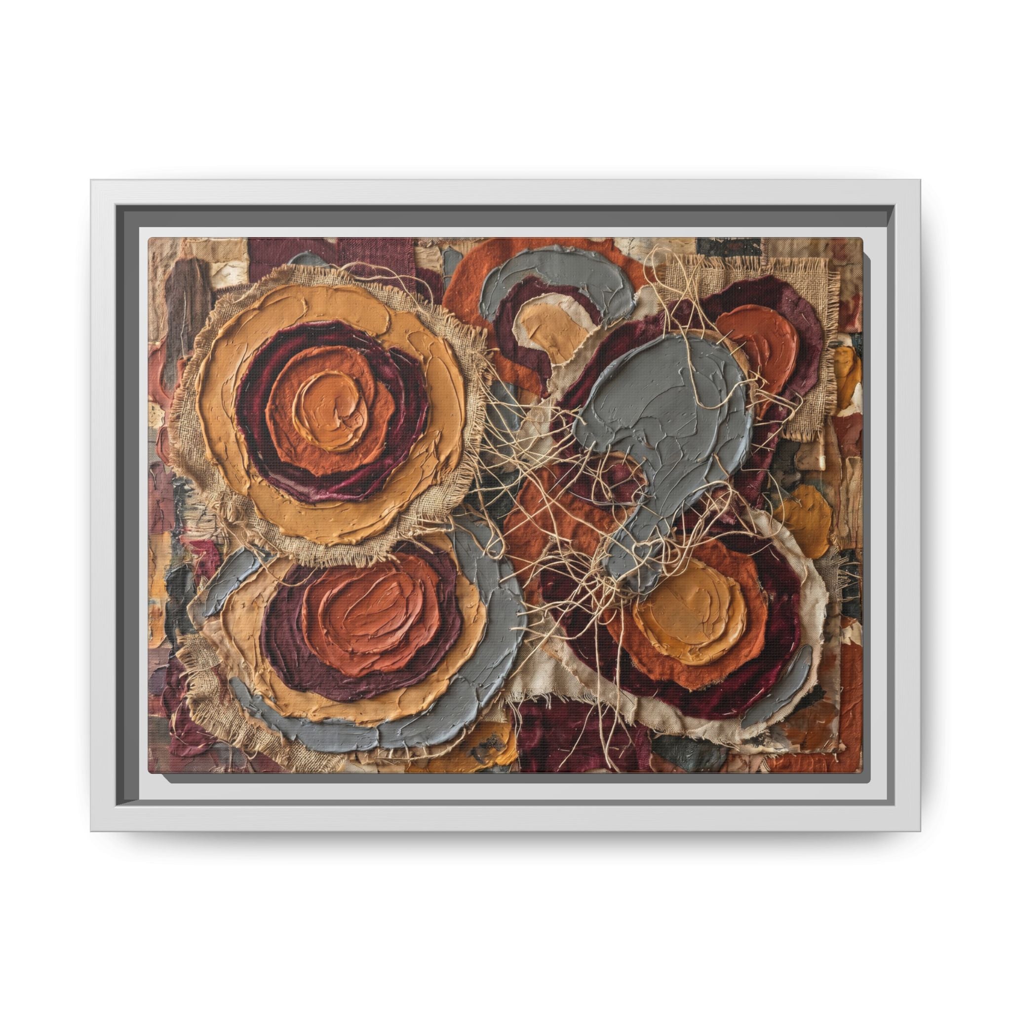 "Earth & Layer" Abstract Mixed-Media Art Print — Terracotta, Ochre, and Slate Grey