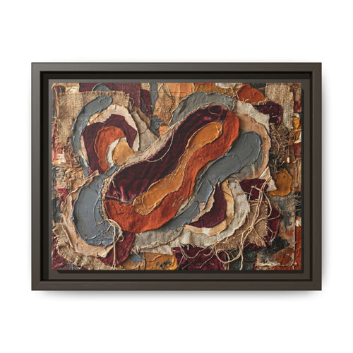 "Fluid Earth Waves" Abstract Mixed-Media Art Print — Burgundy, Terracotta, and Slate Grey
