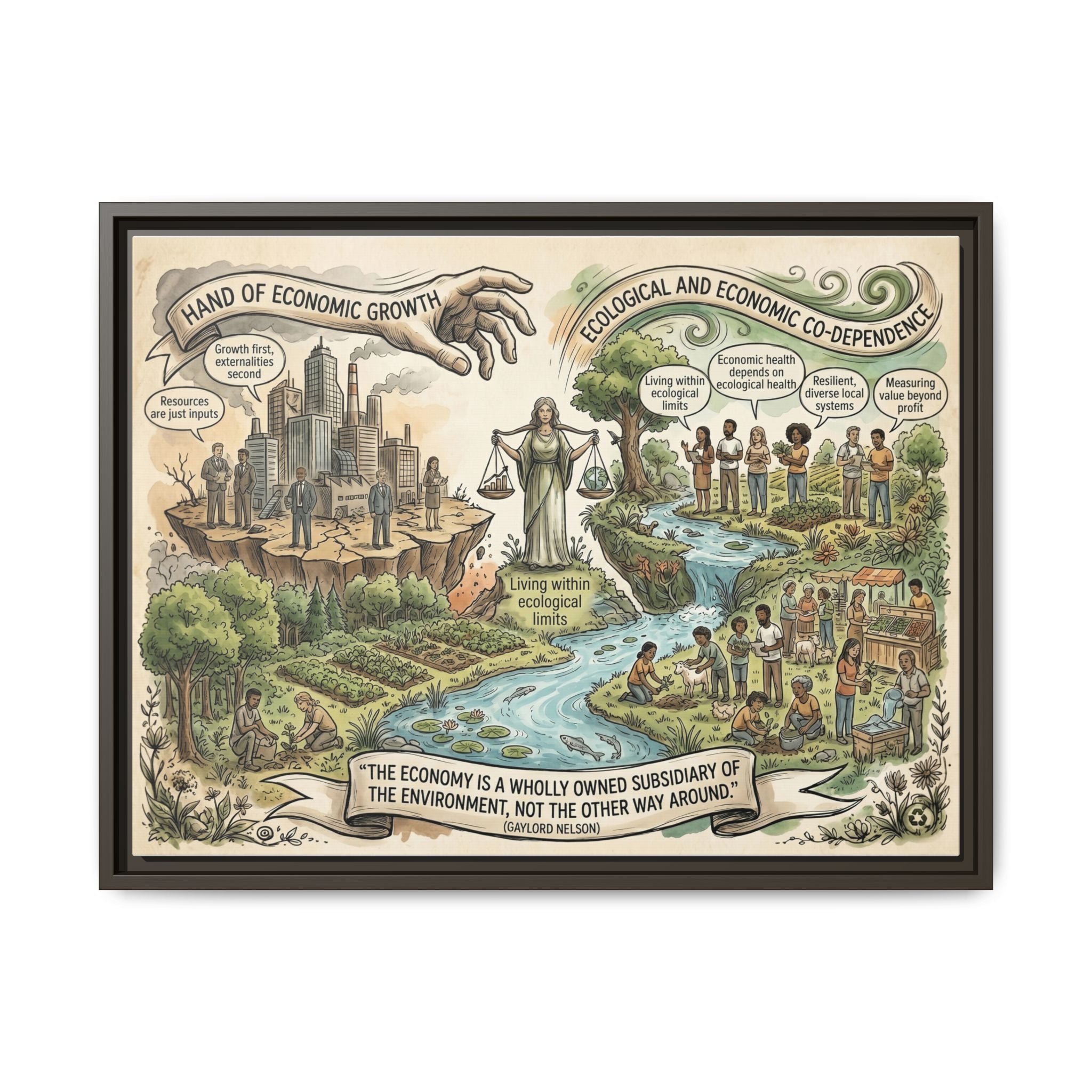 Climate Action Art Print - Economic & Ecological Balance - "The Economy is a Wholly Owned Subsidiary of the Environment" - Gaylord Nelson's Sustainability Quote