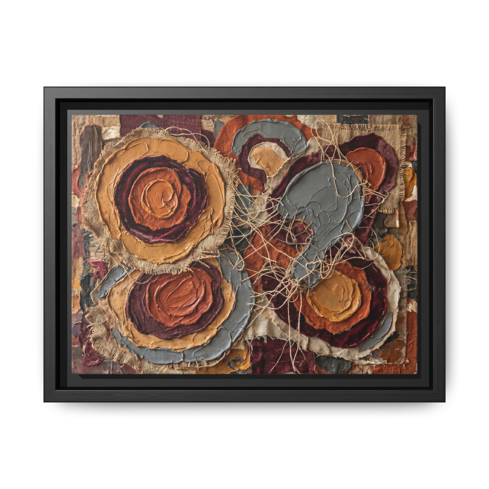 "Earth & Layer" Abstract Mixed-Media Art Print — Terracotta, Ochre, and Slate Grey