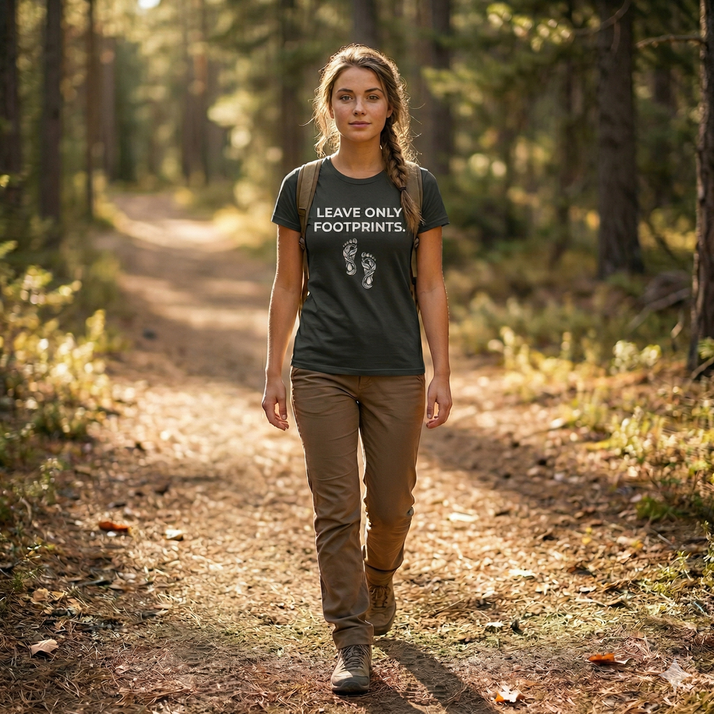 Leave Only Footprints T-Shirt — Minimalist Outdoor Adventure Tee