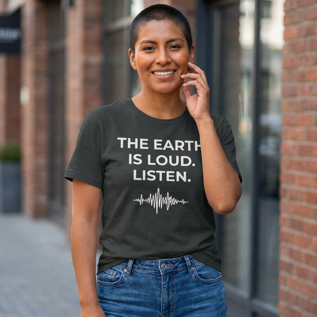 The Earth Is Loud. Listen. T-Shirt — Eco Awareness Graphic Tee