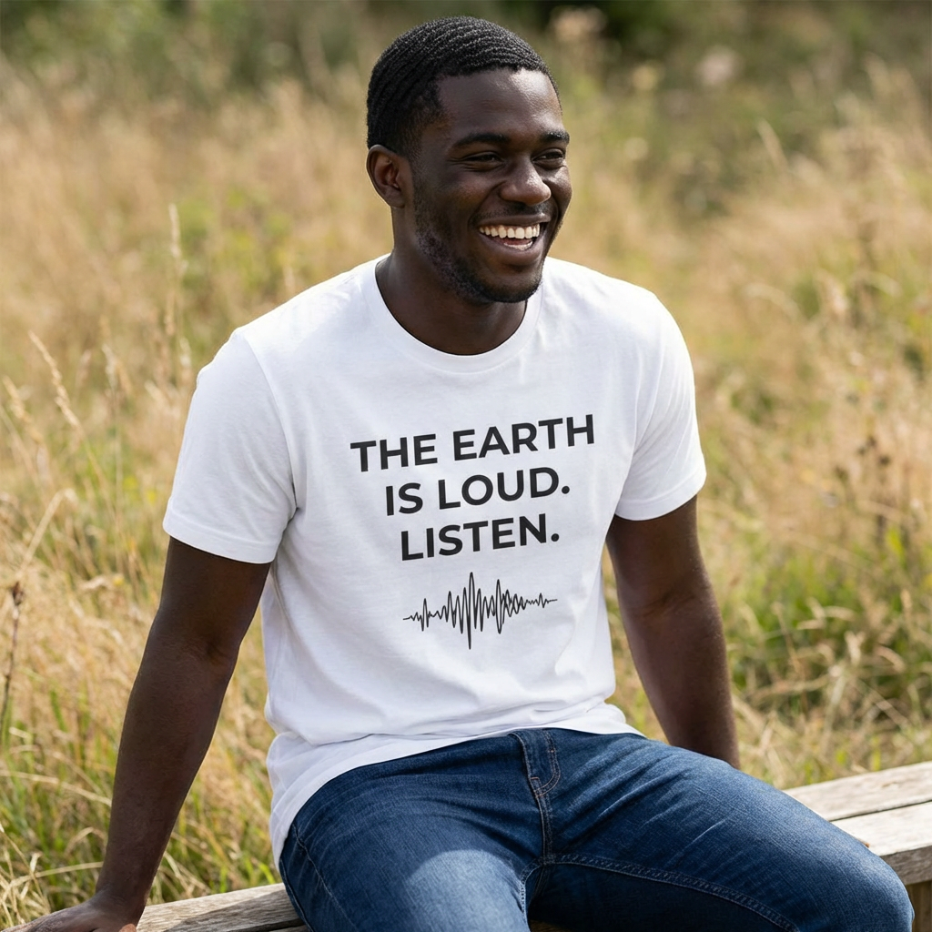 The Earth Is Loud. Listen. T-Shirt — Eco Awareness Graphic Tee