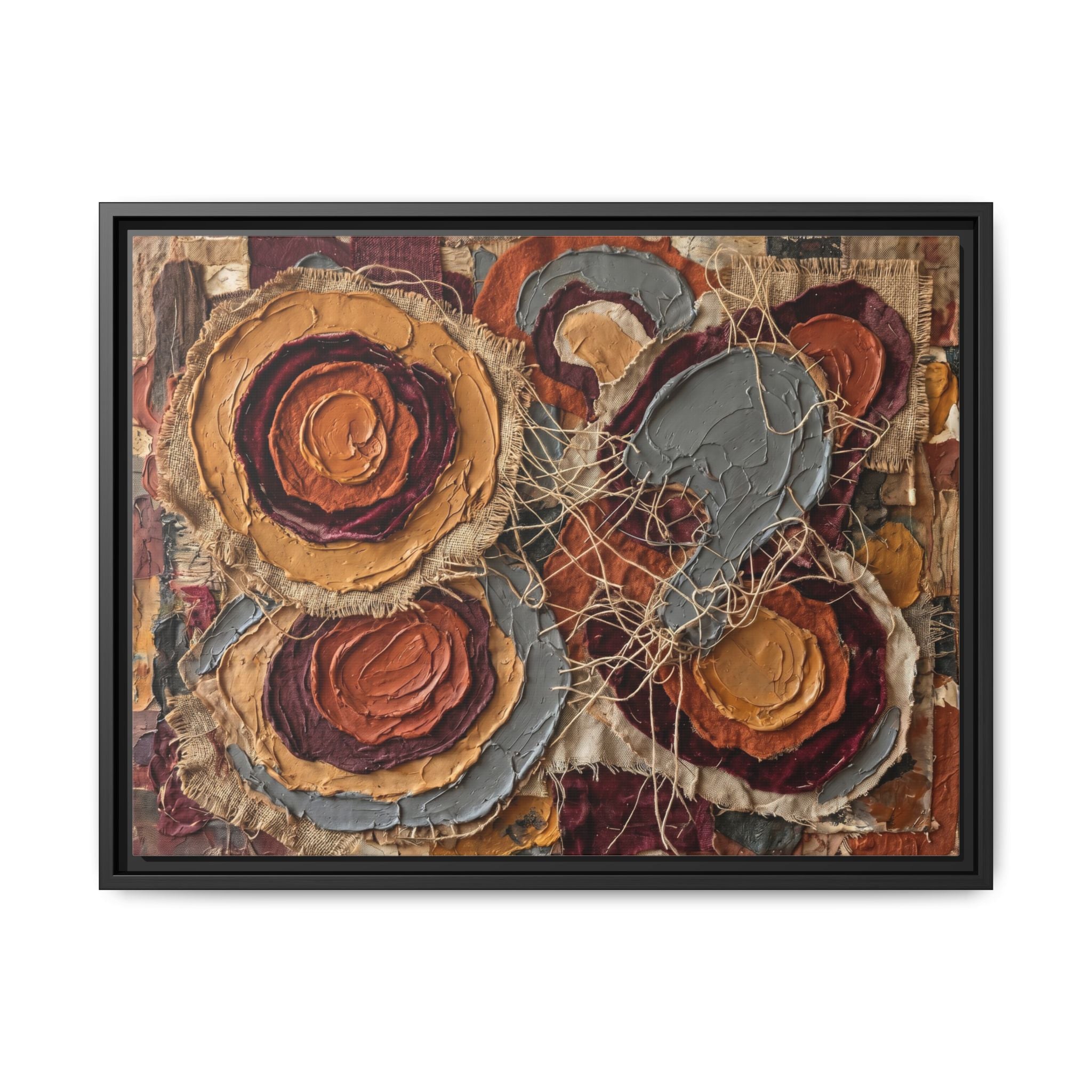 "Earth & Layer" Abstract Mixed-Media Art Print — Terracotta, Ochre, and Slate Grey