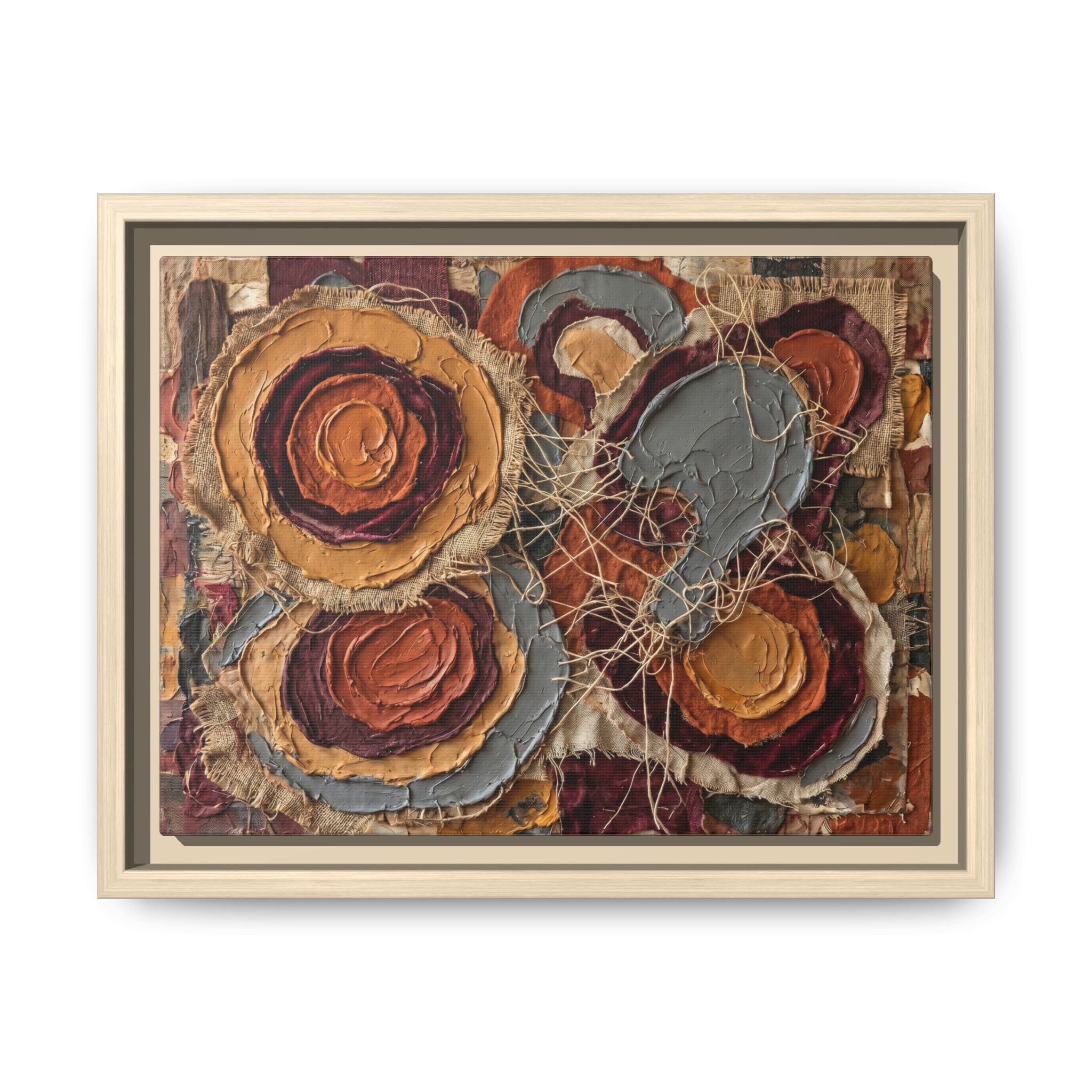 "Earth & Layer" Abstract Mixed-Media Art Print — Terracotta, Ochre, and Slate Grey