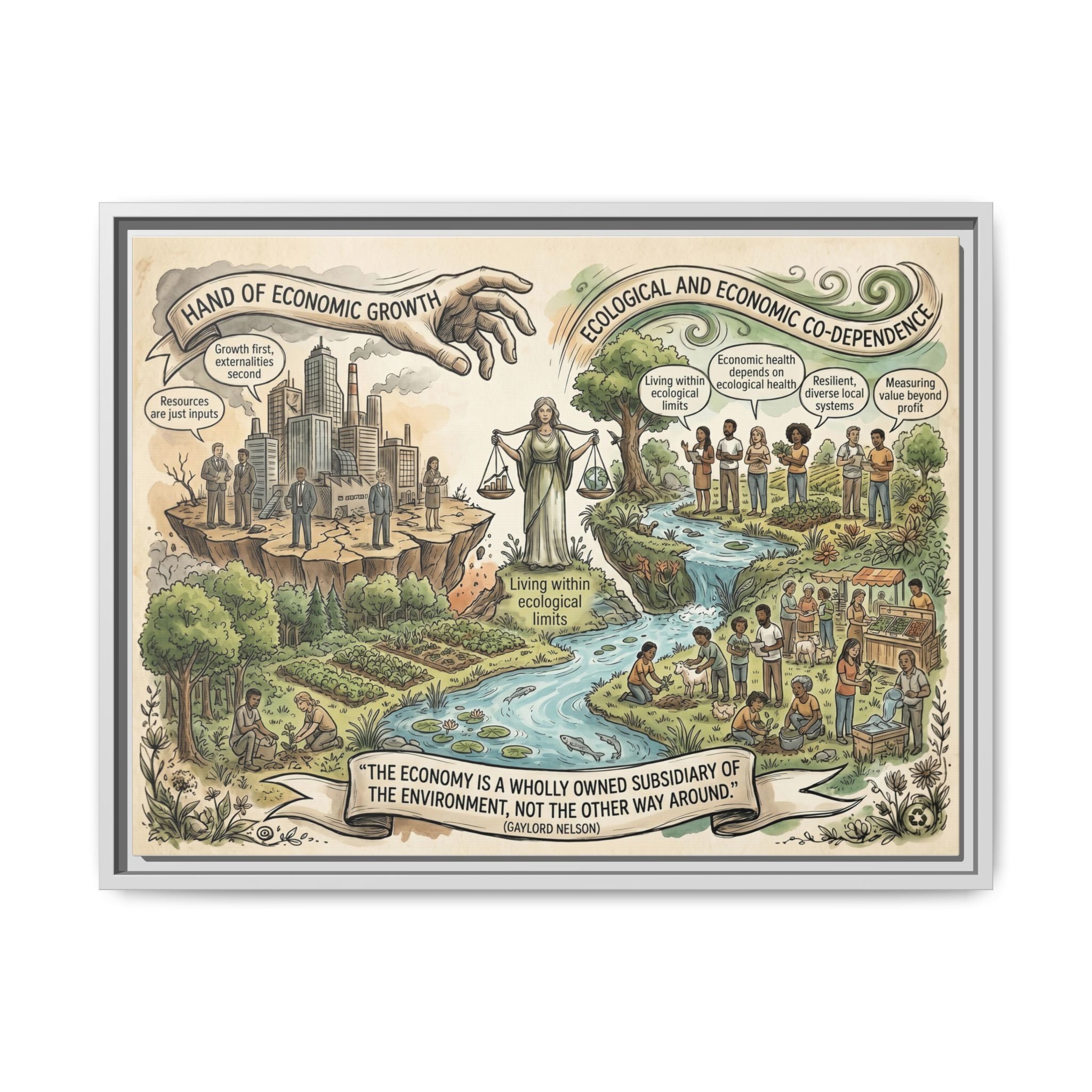 Climate Action Art Print - Economic & Ecological Balance - "The Economy is a Wholly Owned Subsidiary of the Environment" - Gaylord Nelson's Sustainability Quote