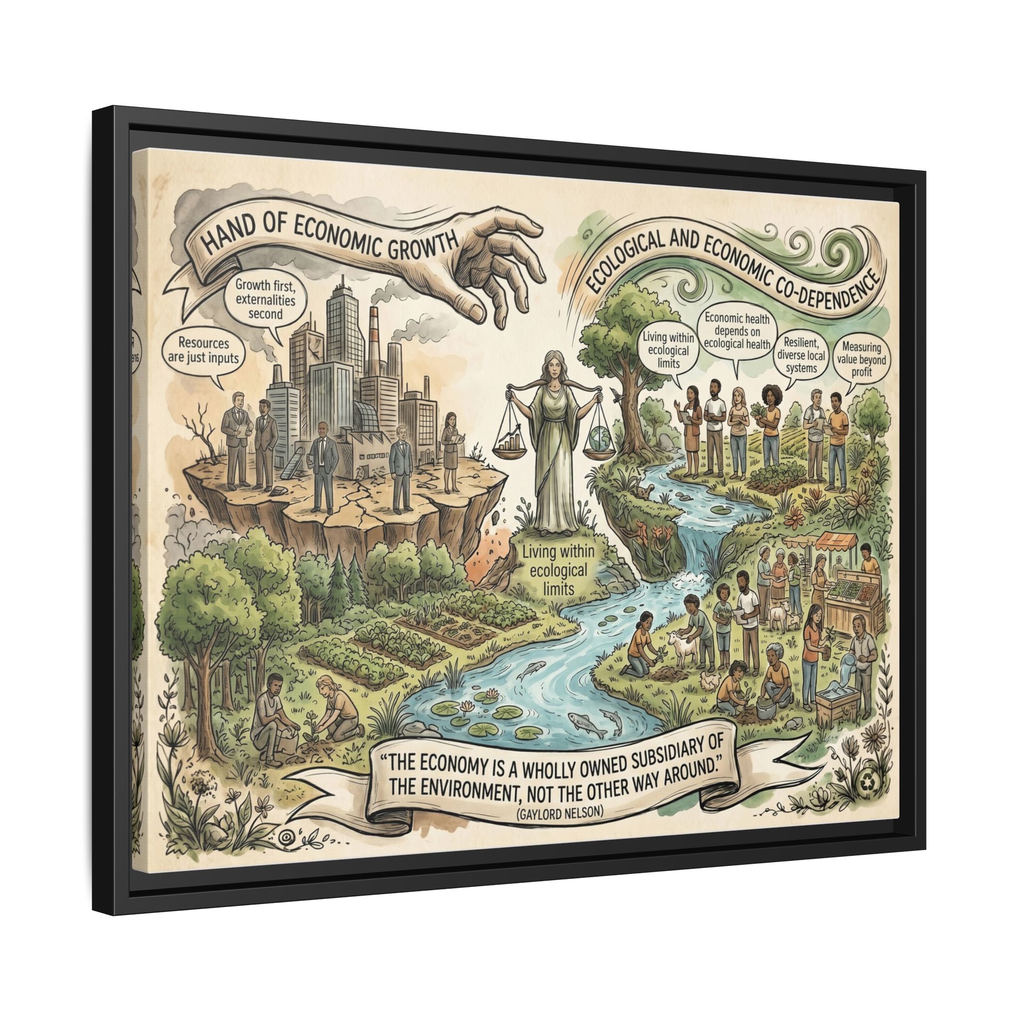 Climate Action Art Print - Economic & Ecological Balance - "The Economy is a Wholly Owned Subsidiary of the Environment" - Gaylord Nelson's Sustainability Quote