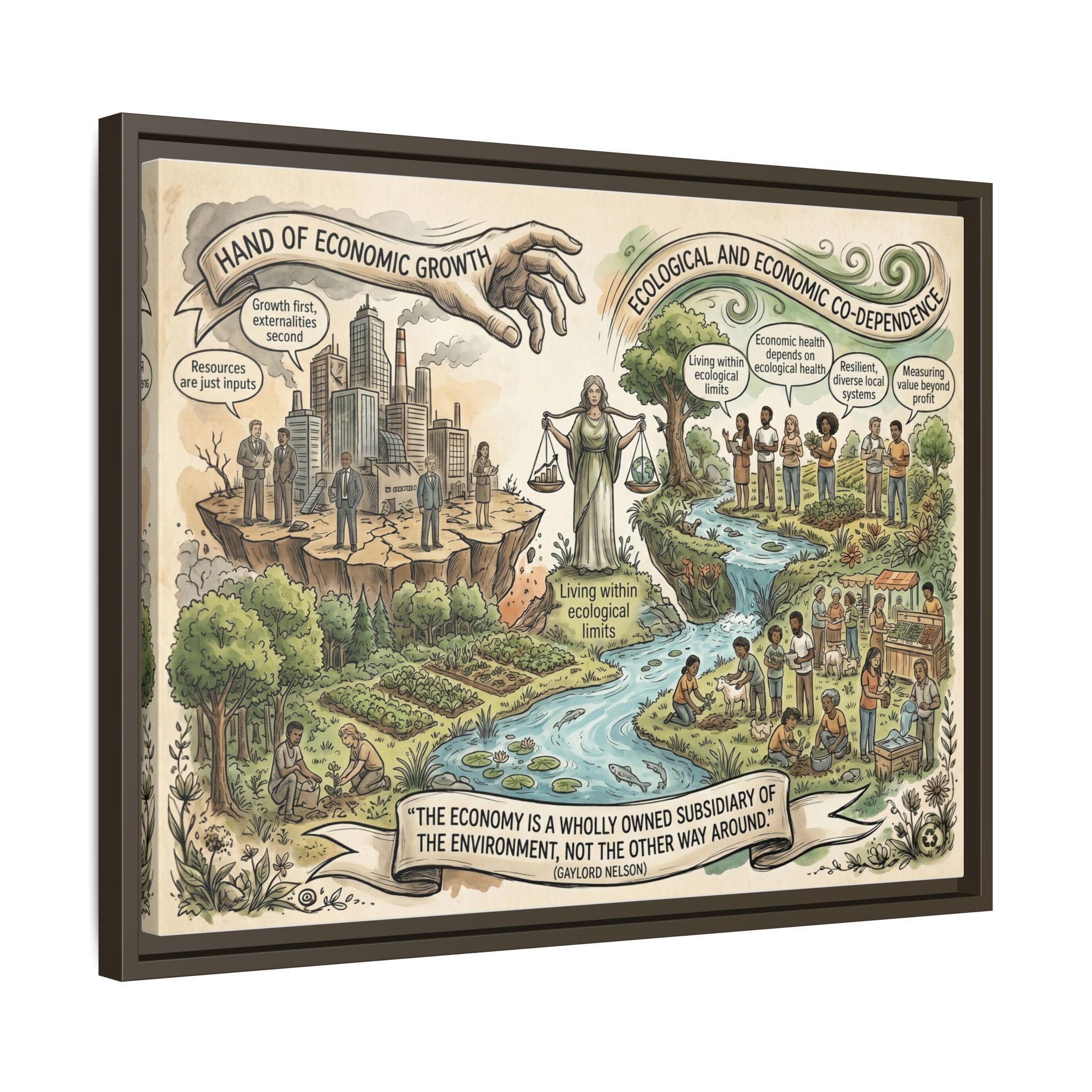 Climate Action Art Print - Economic & Ecological Balance - "The Economy is a Wholly Owned Subsidiary of the Environment" - Gaylord Nelson's Sustainability Quote