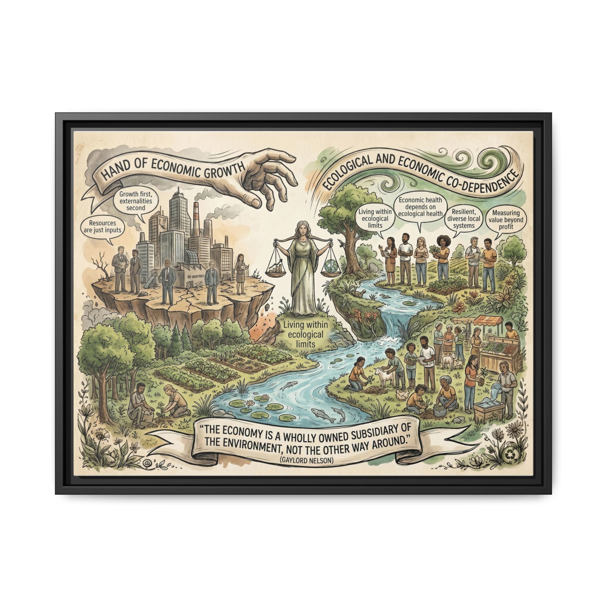 Climate Action Art Print - Economic & Ecological Balance - "The Economy is a Wholly Owned Subsidiary of the Environment" - Gaylord Nelson's Sustainability Quote