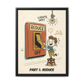 Retro Sustainability Art Print Trio: Reduce, Reuse, Recycle | Mid-Century Modern Eco Wall Decor Set of 3 (Framed) - Part 1 (Reduce)