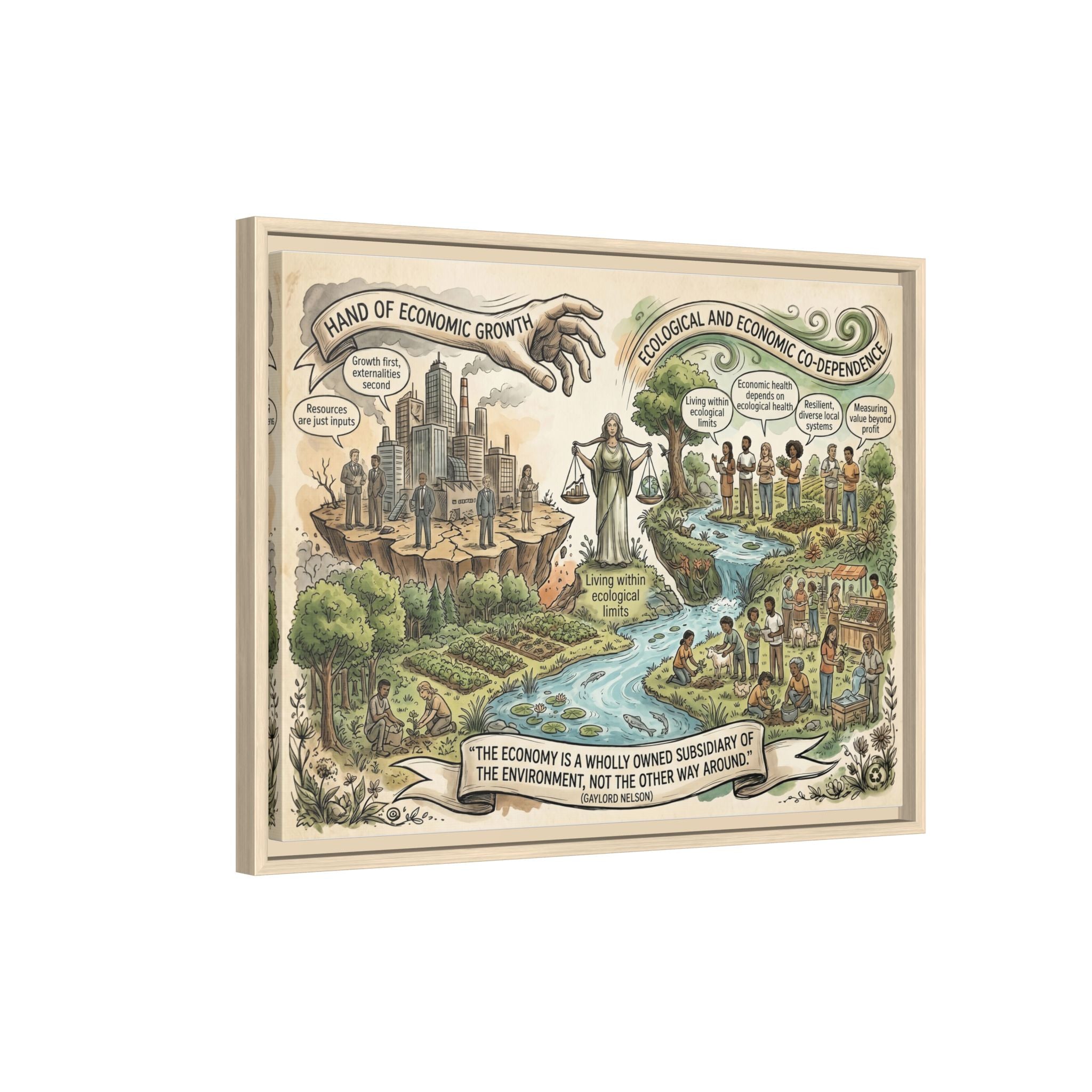 Climate Action Art Print - Economic & Ecological Balance - "The Economy is a Wholly Owned Subsidiary of the Environment" - Gaylord Nelson's Sustainability Quote