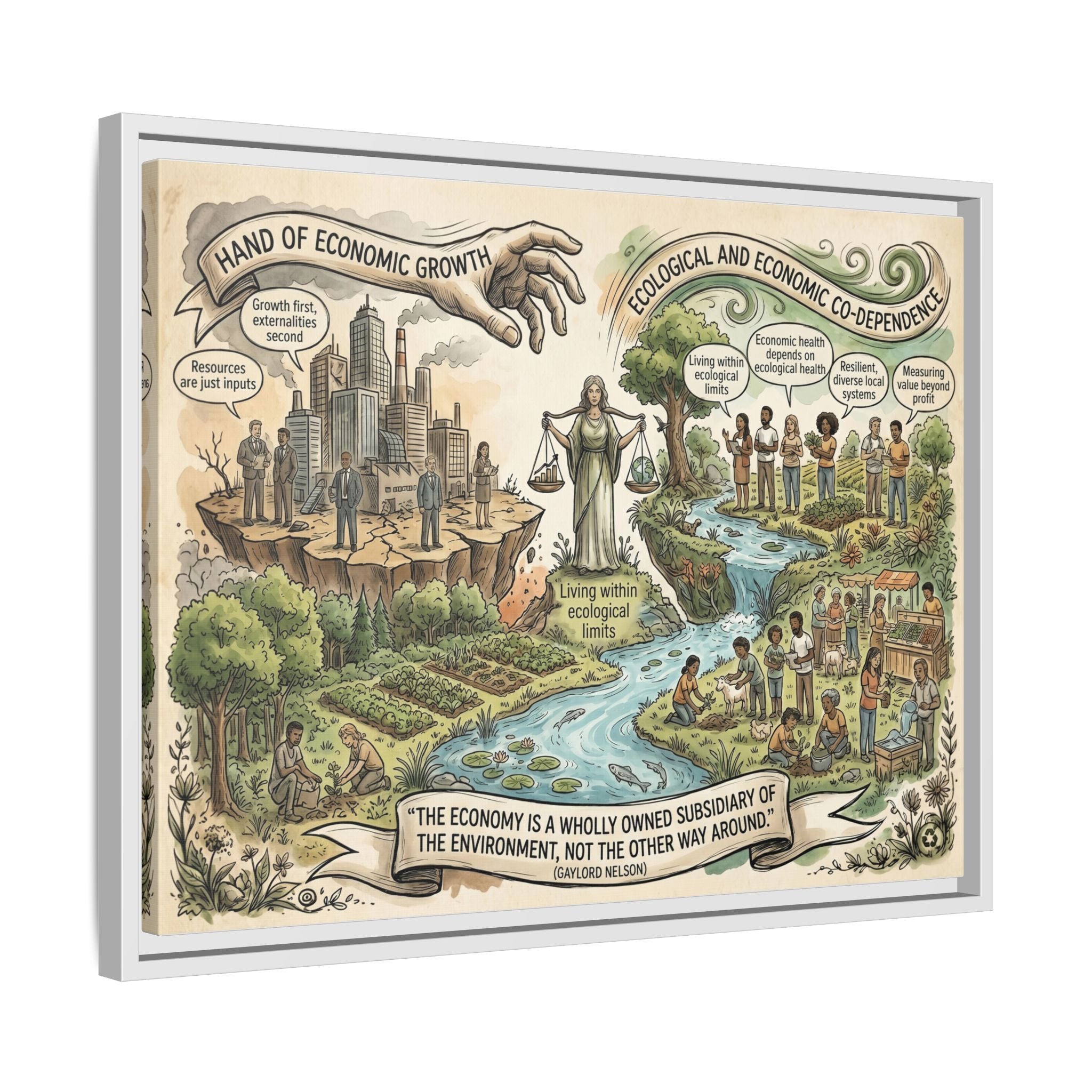 Climate Action Art Print - Economic & Ecological Balance - "The Economy is a Wholly Owned Subsidiary of the Environment" - Gaylord Nelson's Sustainability Quote