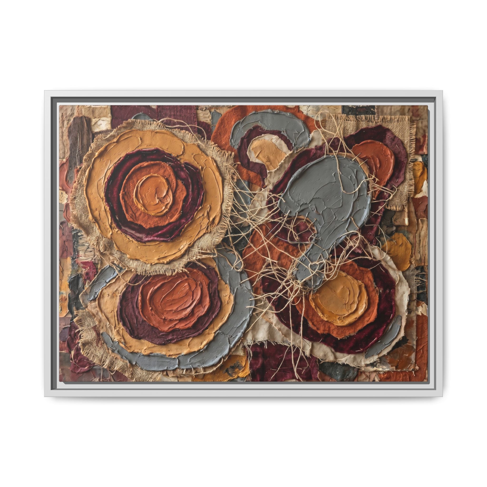 "Earth & Layer" Abstract Mixed-Media Art Print — Terracotta, Ochre, and Slate Grey