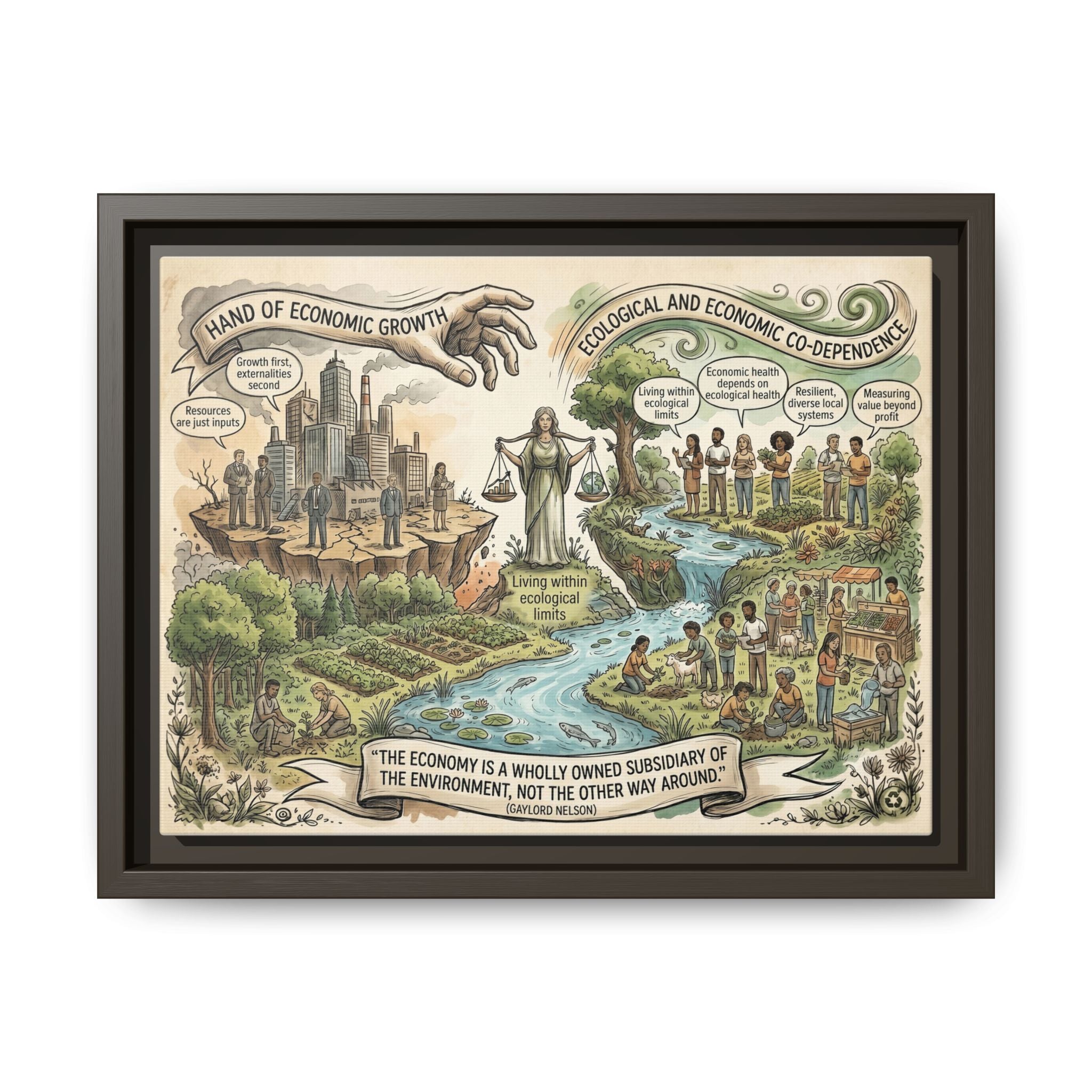 Climate Action Art Print - Economic & Ecological Balance - "The Economy is a Wholly Owned Subsidiary of the Environment" - Gaylord Nelson's Sustainability Quote