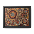 "Connected Orbs" Abstract Mixed-Media Art Print — Terracotta, Slate, and Brass Tones