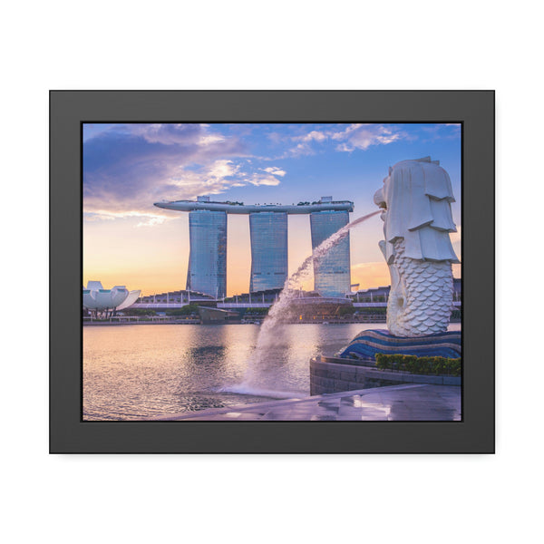 Framed Paper Poster - SG Series (Merlion & Marina Bay Sands)