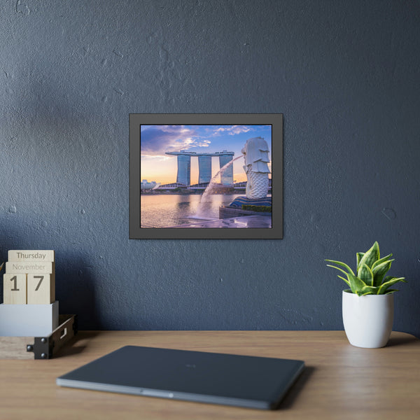 Framed Paper Poster - SG Series (Merlion & Marina Bay Sands)