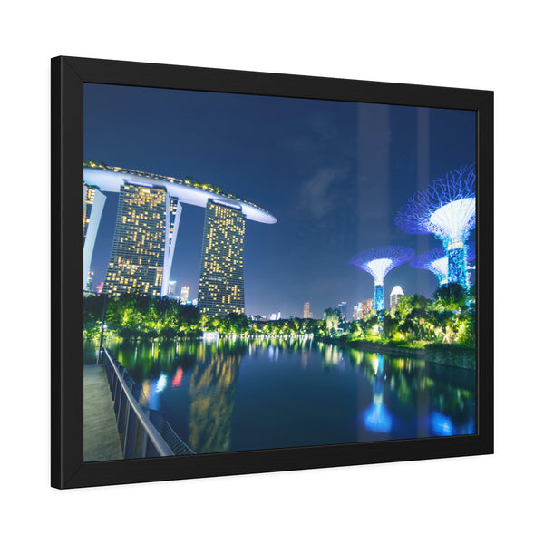Framed Paper Poster - SG Series (Marina Bay Sands & Gardens by the Bay)
