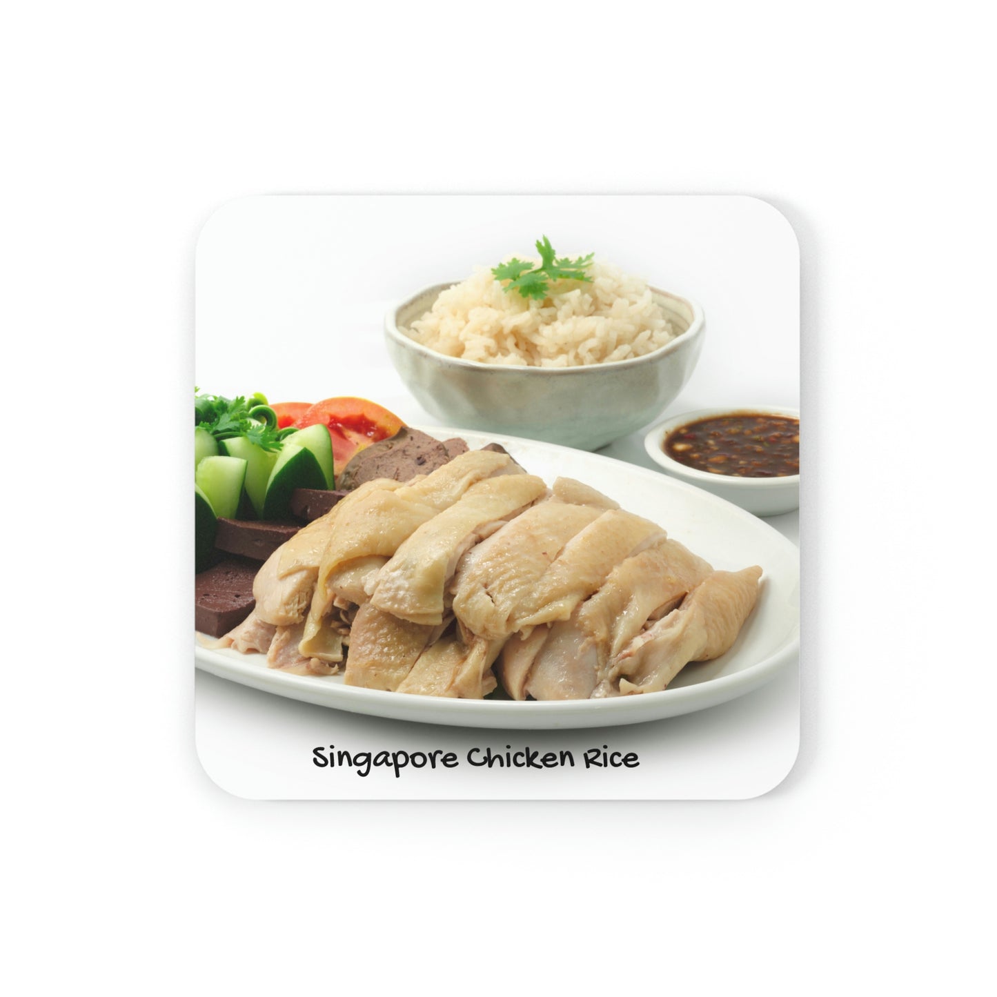 Cork Back Coaster - SG Food Series (Chicken Rice)
