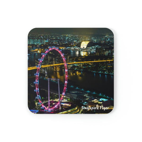 Corkwood Coaster Set (4) - SG Series (Singapore Flyer - Night View)