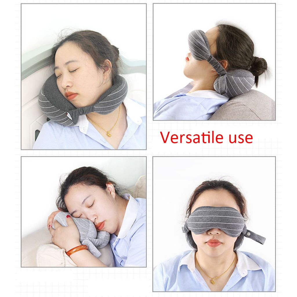 Comfortable eye mask with supporting neck pillow