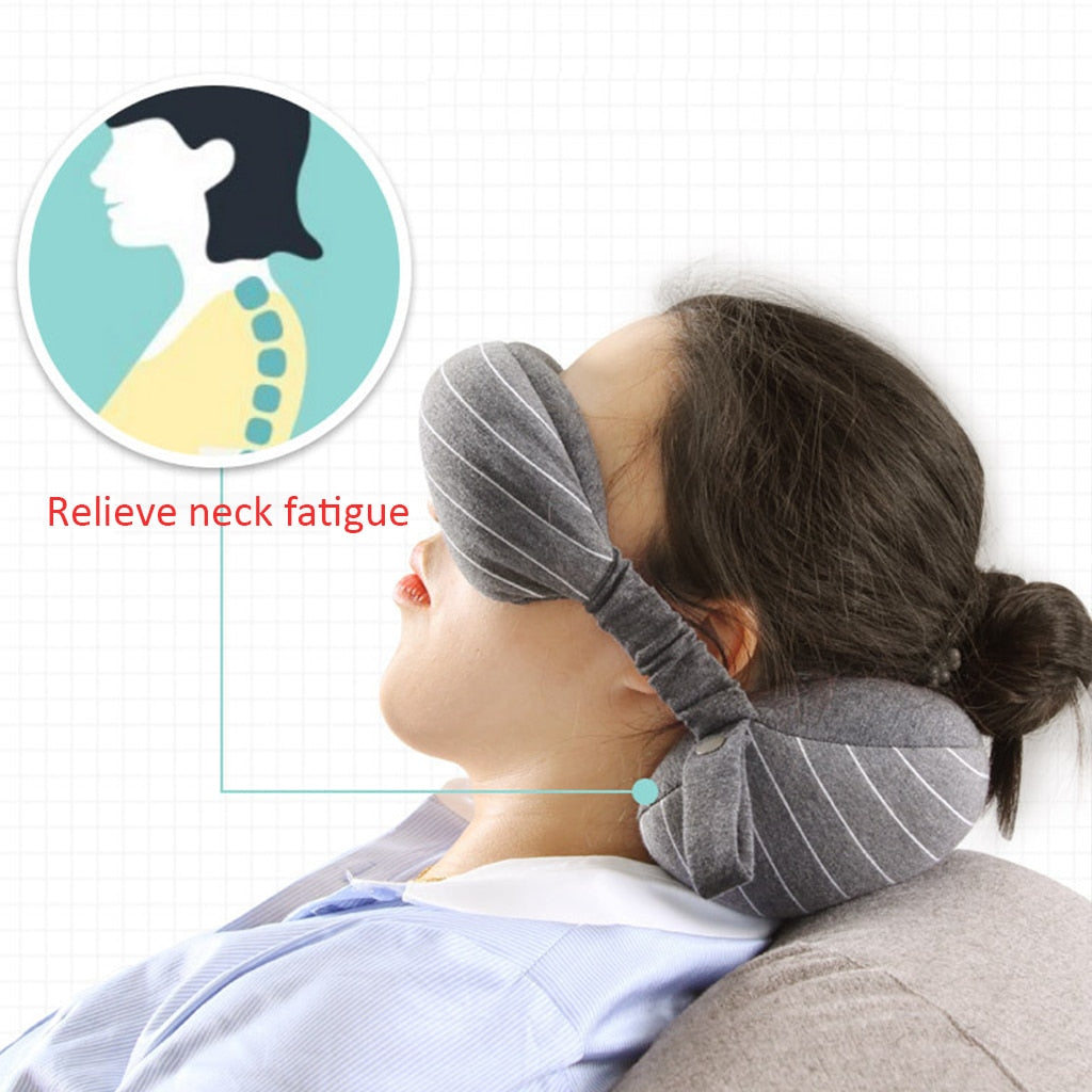 Comfortable eye mask with supporting neck pillow