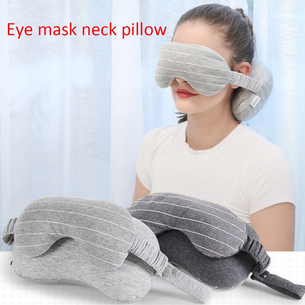 Comfortable eye mask with supporting neck pillow