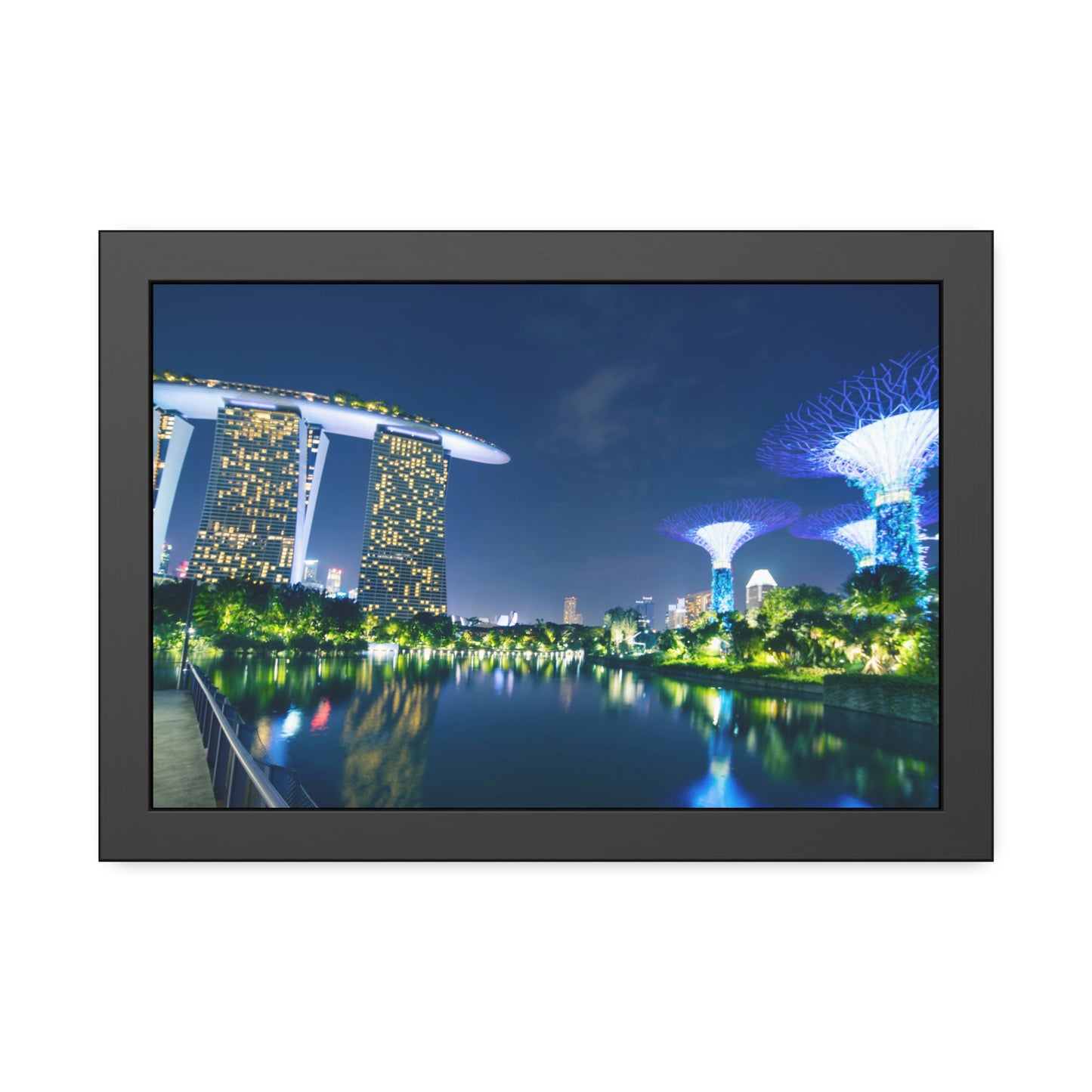 Framed Paper Poster - SG Series (Marina Bay Sands & Gardens by the Bay)