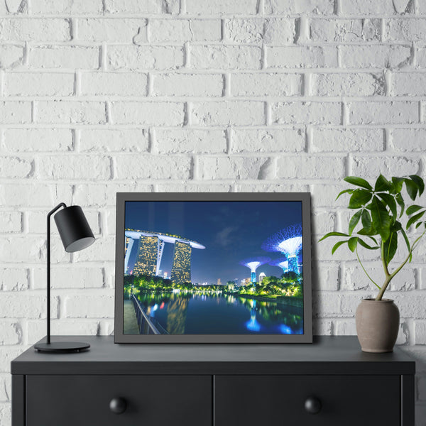 Framed Paper Poster - SG Series (Marina Bay Sands & Gardens by the Bay)