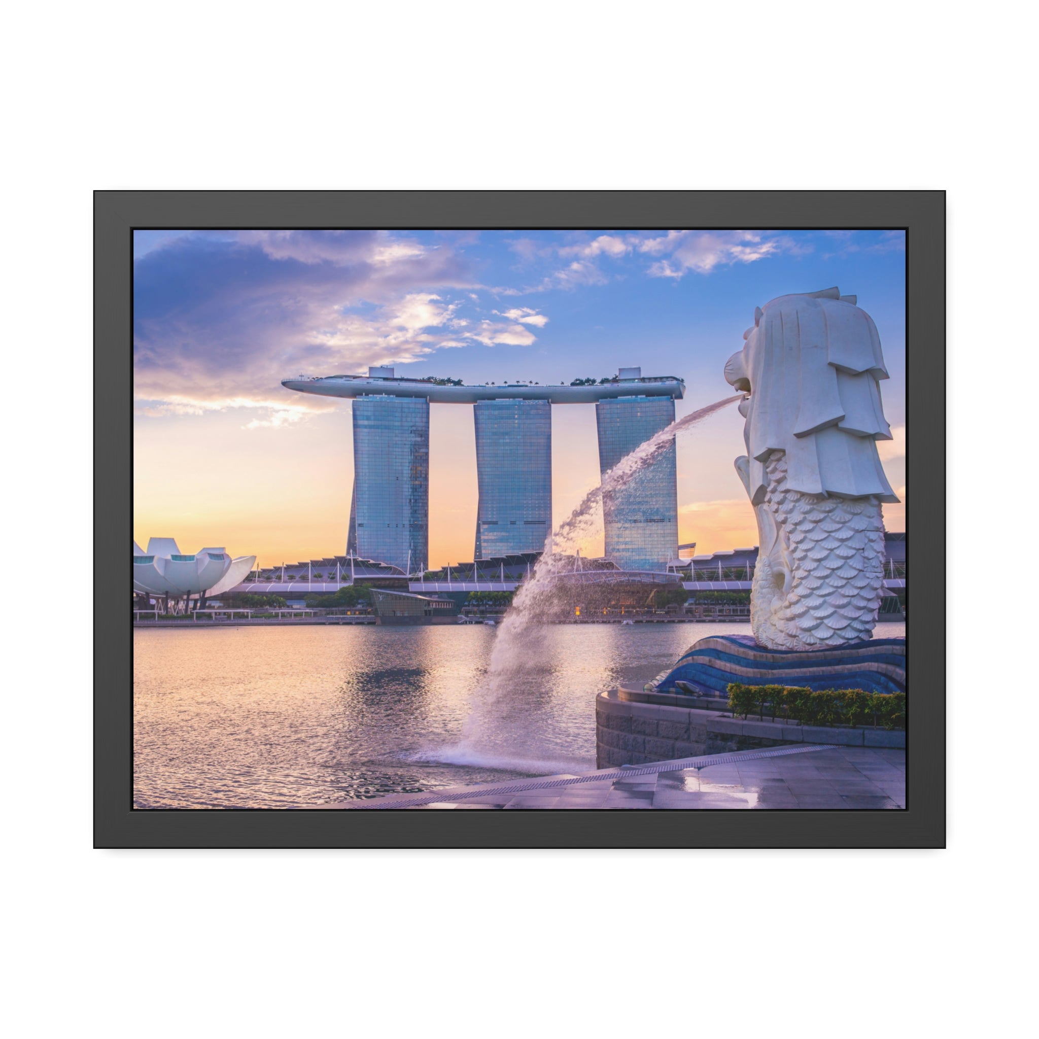 Framed Paper Poster - SG Series (Merlion & Marina Bay Sands)