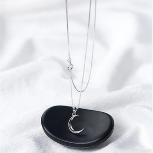 Elegant Sterling Silver Crescent Moon Pendant Necklace for Women