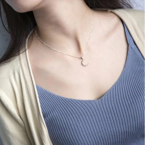 Elegant Sterling Silver Crescent Moon Pendant Necklace for Women