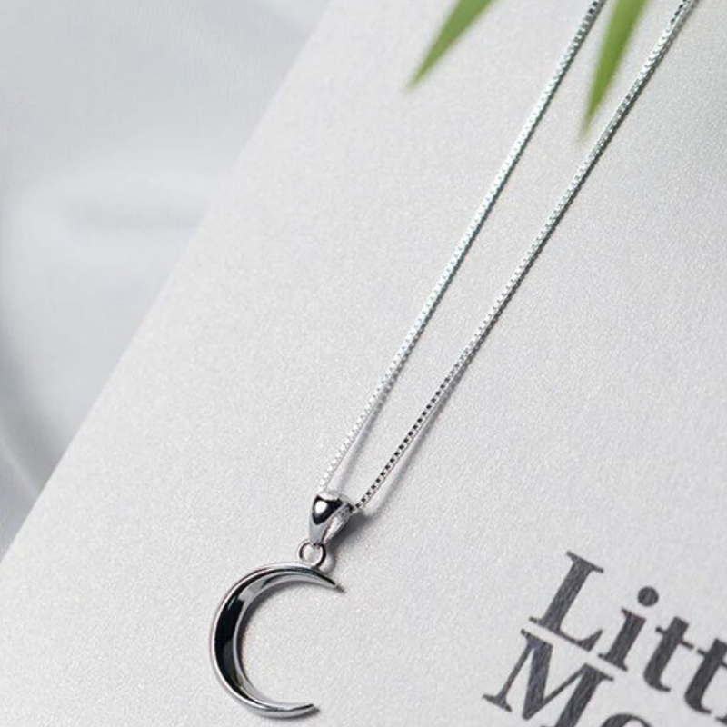Elegant Sterling Silver Crescent Moon Pendant Necklace for Women